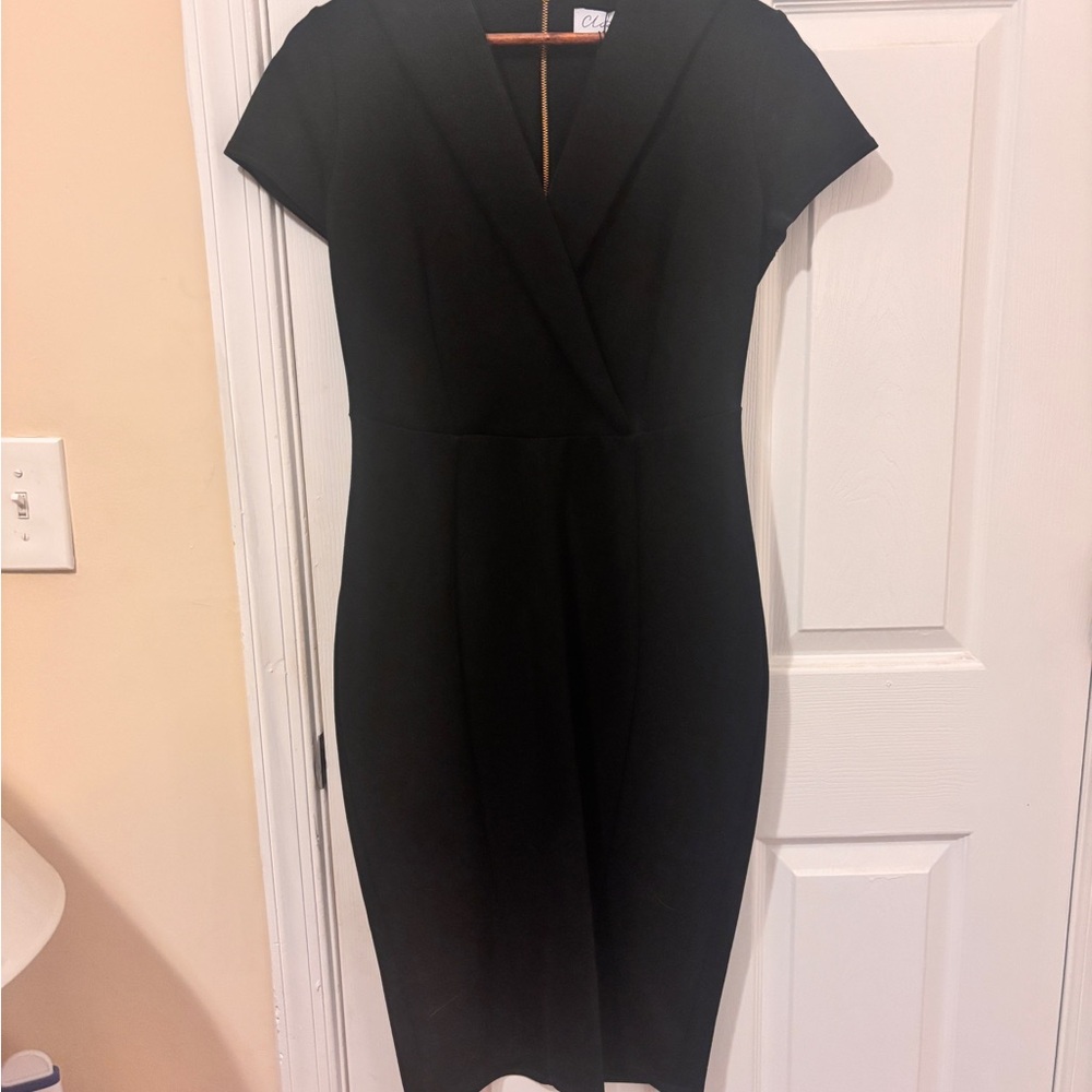 Closet Black Sheath Midi Dress V-neck